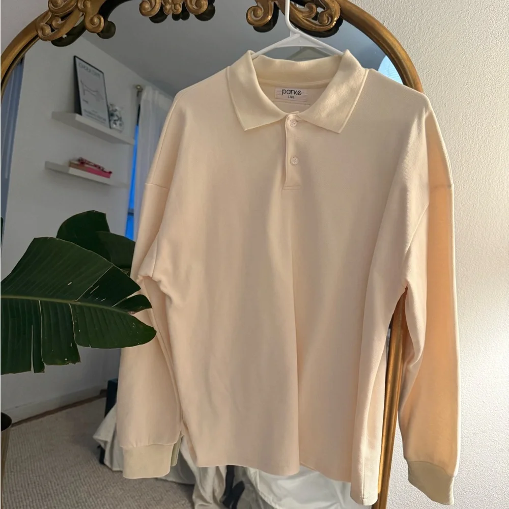 Parke butter yellow Long Sleeve Polo Shirt/pullover - Picture 1 of 2